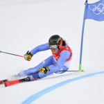 Federica Brignone in azione durante la prima manche dello slalom gigante