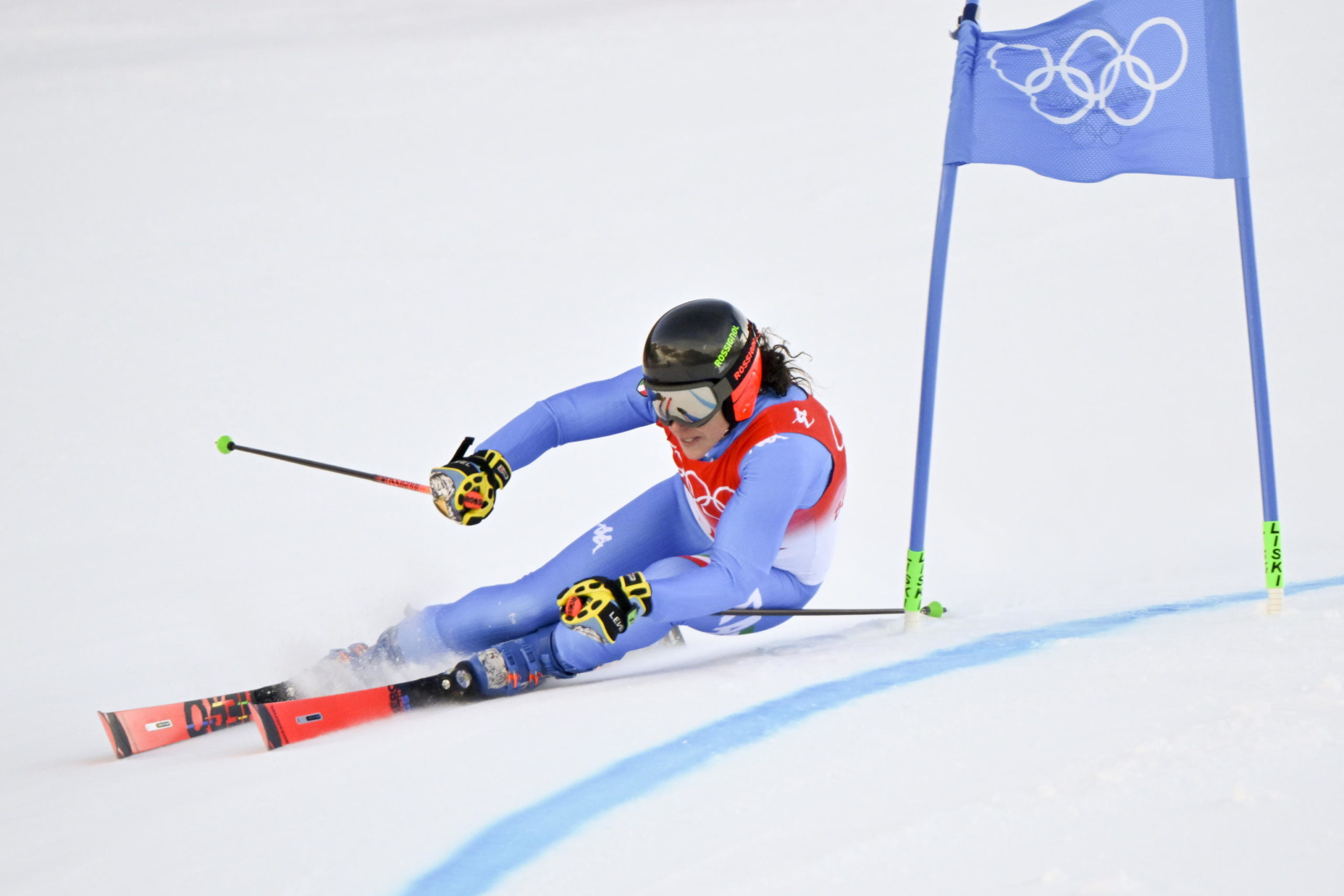 Federica Brignone in azione durante la prima manche dello slalom gigante