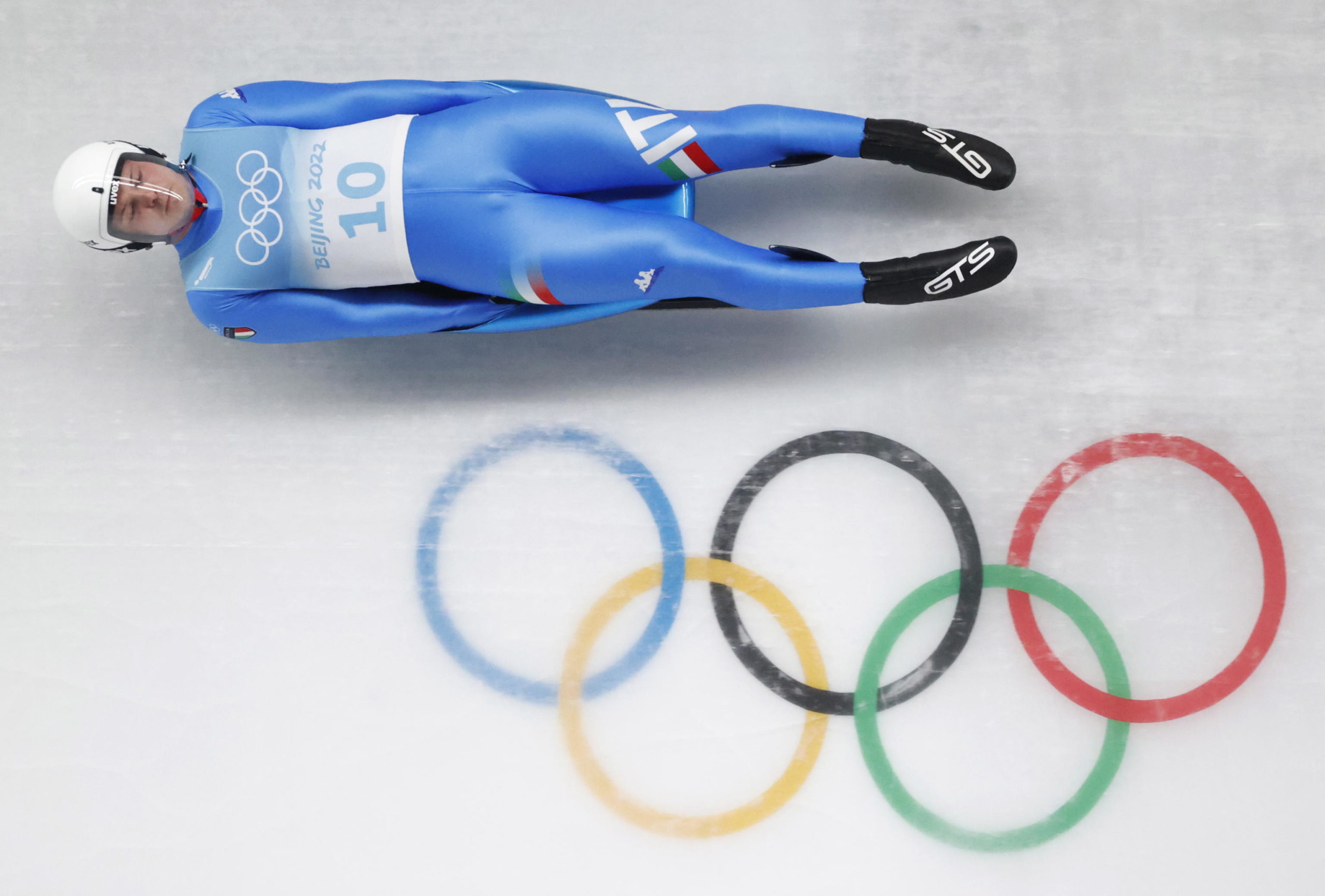 Dominik Fischnaller in azione durante il singolo maschile dello slittino