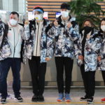 La squadra di Pattinaggio sudcoreana posa prima della partenza per Pechino La squadra di Pattinaggio sudcoreana posa prima della partenza per Pechino