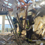 Un edificio distrutto nel centro di Odessa