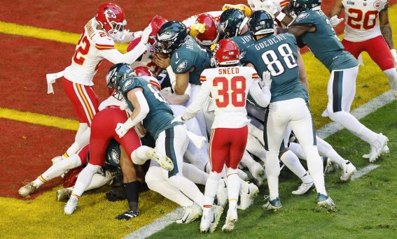 La squadra dei Kansas City Chiefs contro i Philadelphia Eagles