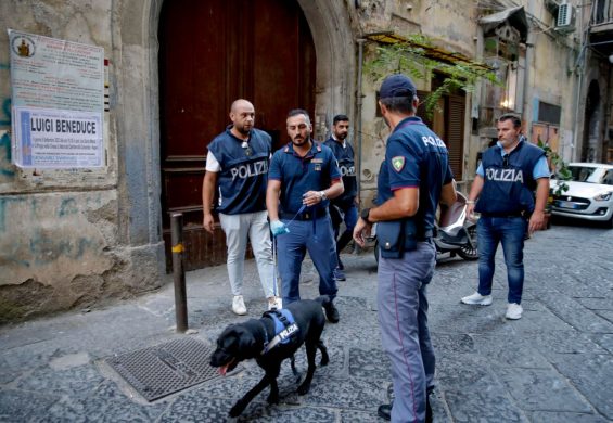 Controlli delle unità cinofile della Polizia di Stato anche in strada a Napoli Controlli delle unità cinofile della Polizia di Stato anche in strada a Napoli