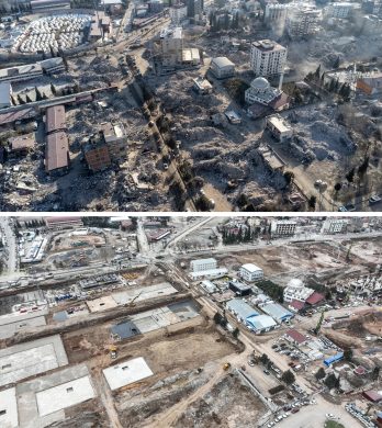 Una vista aerea della città di Kahramanmaras, distrutta dal terremoto