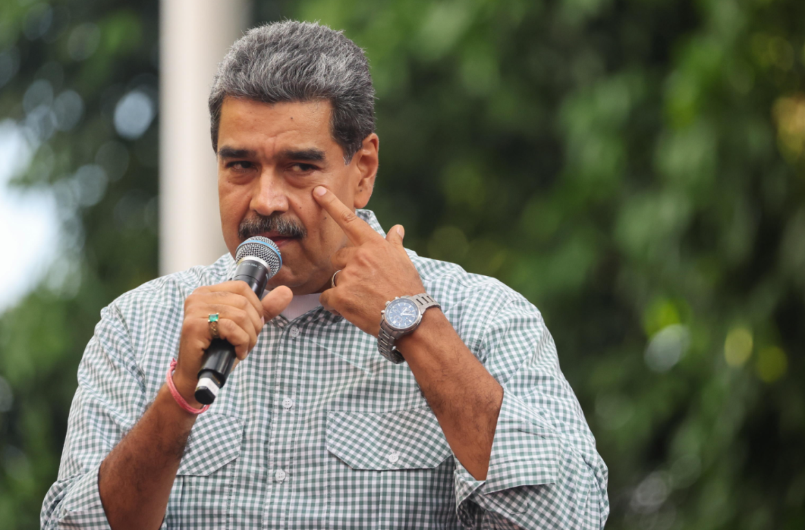 Il presidente del Venezuela, Nicolas Maduro in uno comizio a Caracas/ foto Ansa