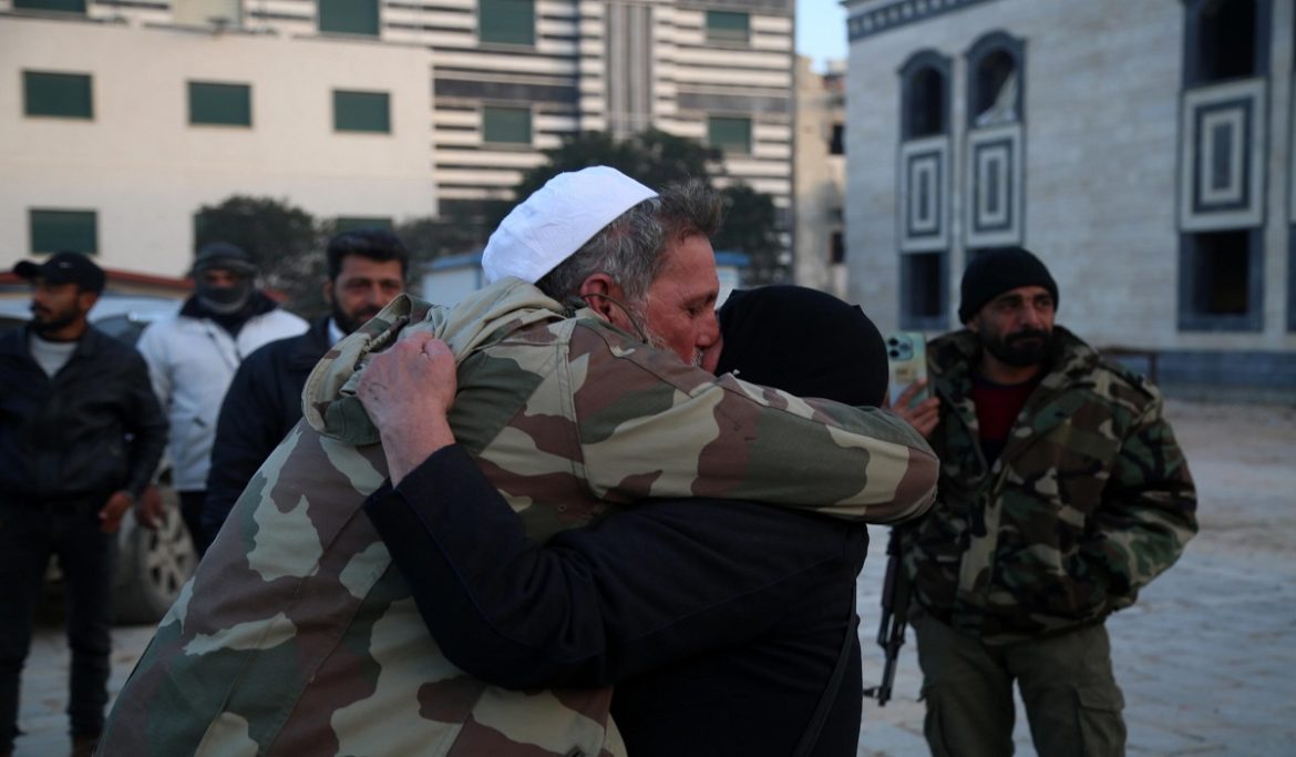 Celebrations in Homs after the capture of Damascus and the overthrow of al-Assad