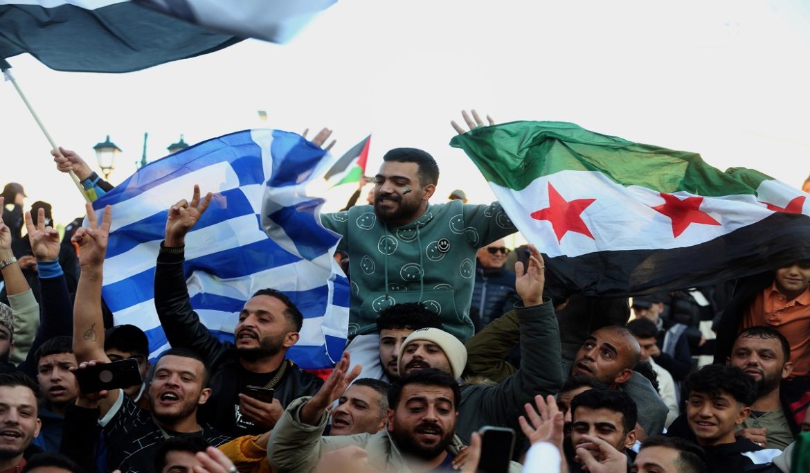 Celebrations in Greece after Syrian rebels capture Damascus and overthrow al-Assad