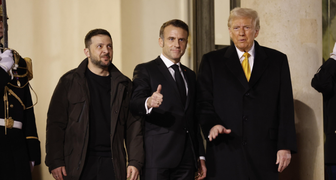 MACRON Trump, Macron, Zelensky al Palazzo dell'Eliseo