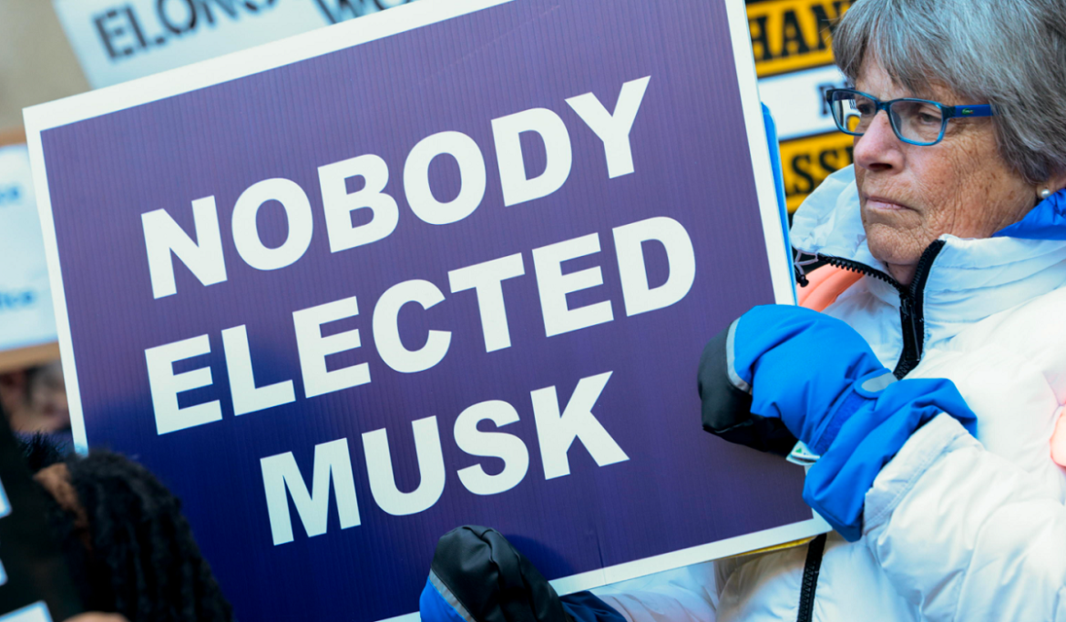 Nobody elected Musk proteste doge