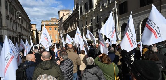 Giornalisti in piazza per lo sciopero nazionale indetto dalla Fnsi Foto Ansa
