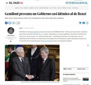 Gentiloni su El Pais