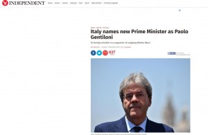 Gentiloni su Independent