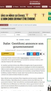Gentiloni su Le Figaro