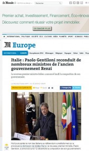 Gentiloni su Le Monde