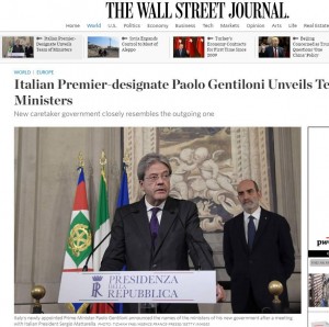 Gentiloni su The Wall Street Journal