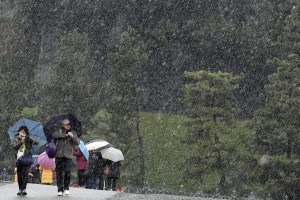 I giardini innevati del Palazzo Imperiale di Tokyo