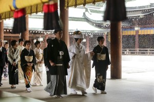 Matrimonio shinto al santuario Meiji