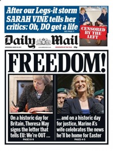 prima pagina del tabloid Daily Mail