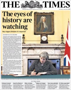 prima pagina del The Times